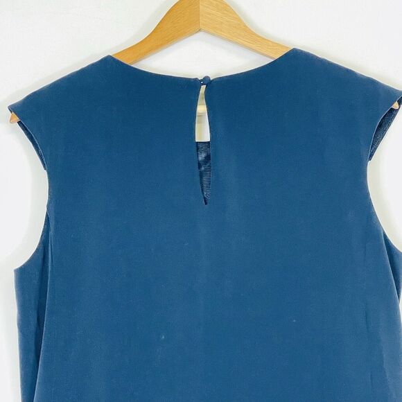 Benetton Womens Navy Blue Jewel Collar Sleeveless‎ Sheath Dress Women's Small - Picture 5 of 8